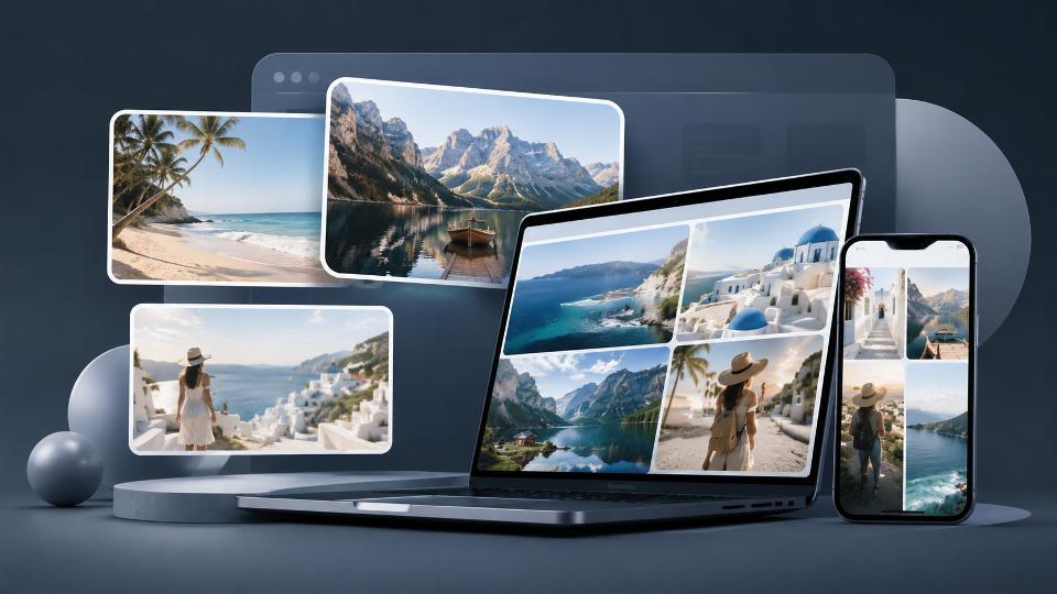 Photo-Pick albums displayed across multiple devices